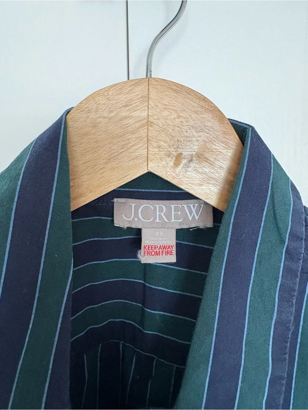 J.Crew Cotton Poplin Long-Sleeve Pajama Pant Set Navy/Green Stripes. Men’s XS